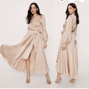 Nasty Gal Satin Wrap Midi Dress